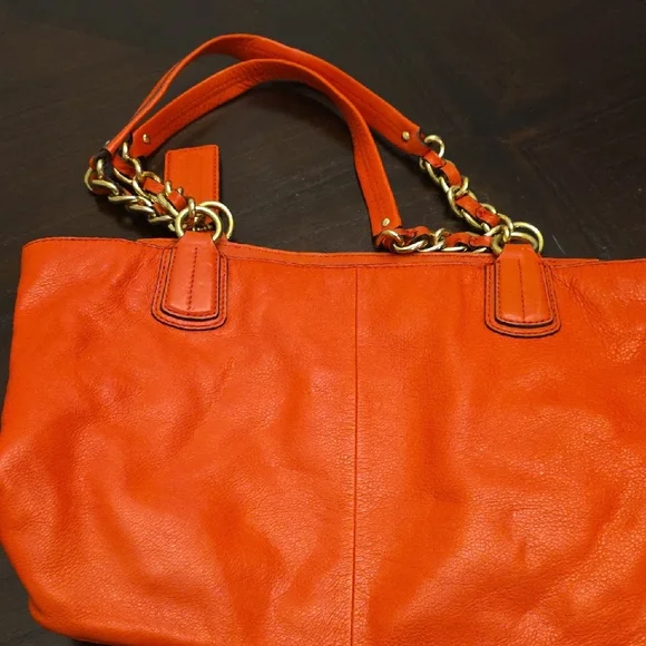 Coach Orange Leather Shoulder Bag - Picture 2 of 3